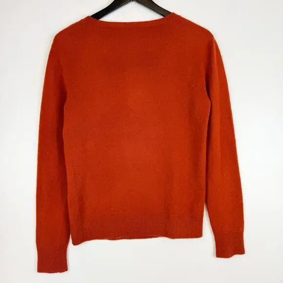SAVED NY Womens S/M Graphic Hands 100% Cashmere Sweater Dark Orange $410